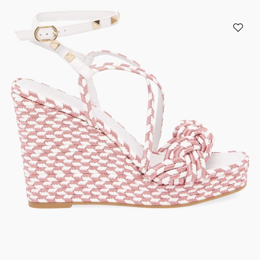 Valentino ROCKSTUD SILK TORCHON WEDGE SANDAL 115MM - Picture 1 of 14
